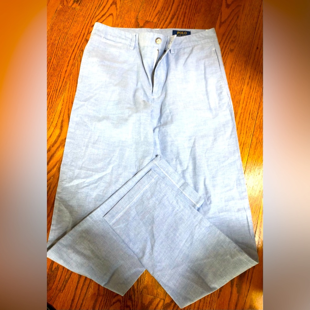 RALPH LAUREN POLO Light Blue Cotton Pants Slacks  Size 18 Teens